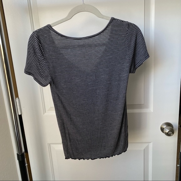 American Eagle Black and White Stripe Tee - Picture 4 of 4